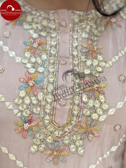 PURE CHINON THREAD AND CUT DANA WORK PLAZO SUIT BUY INDIPEHNAWA