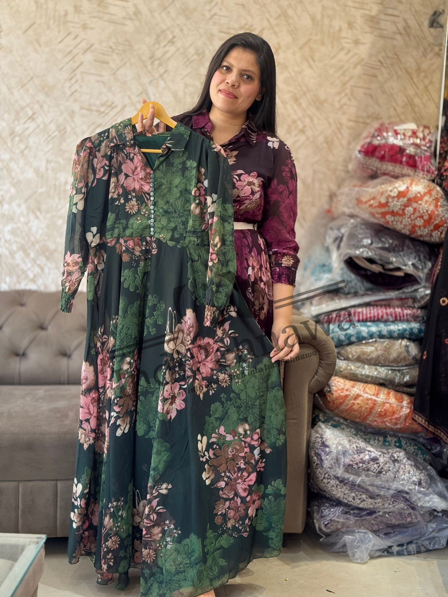 Floral Fantasy Georgette Dress – Lightweight & Breathable