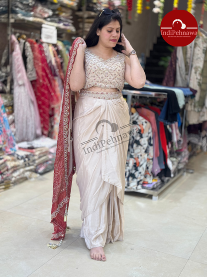 STUNNING 3 PEACE PARTY WEAR DHOTI STYLE DRESS