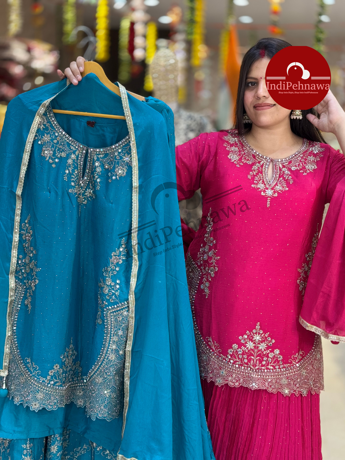 KURTI WITH LEHNGA MUKASH AND PEARL HANDWORK PARTY WEAR