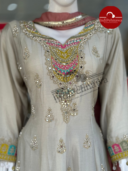 Stone & Lace Embellished Party Suit – Elegant Look for Special Occasions