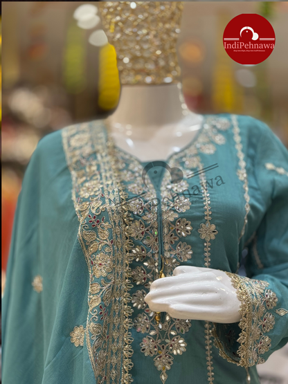 Premium Chinon Suit With Heavy Jafa