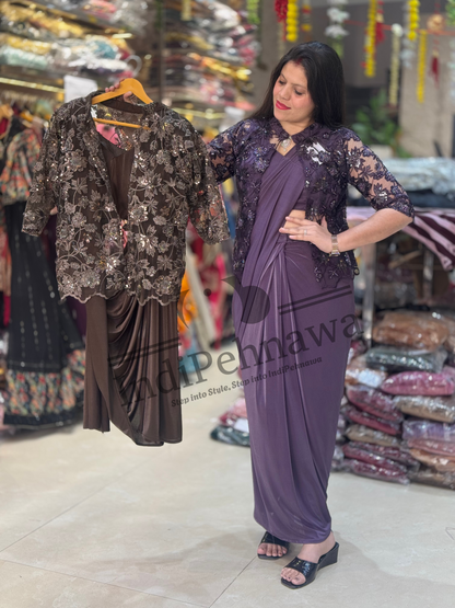 Glamour Redefined: Luxury Saree with Stylish Jacket
