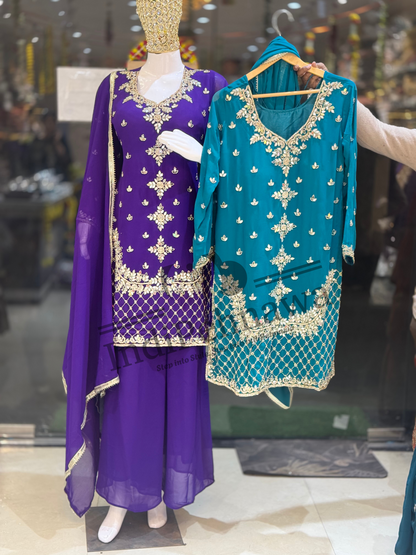 Royal Radiance: Full Mirror & Tilla Work Georgette Suit – Indipehnawa