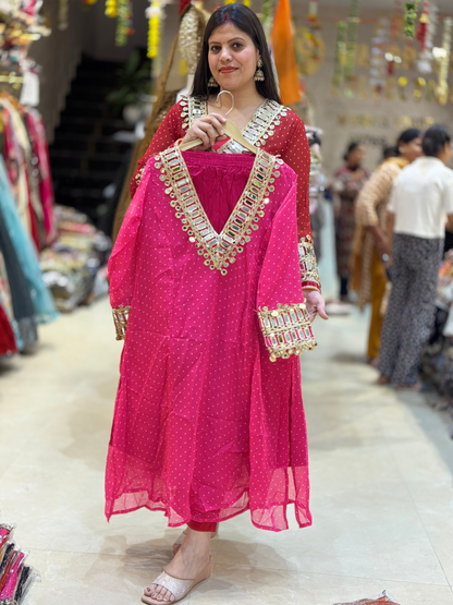 VIRAL 3 PC SET IN GEORGETTE WITH MIRROR WORK