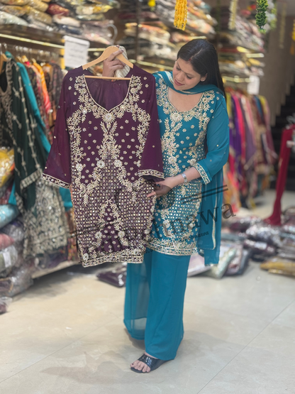 Elegant Heavy Cut Dana Work Party Wear Suit for Wedding Occasions | Indipehnawa