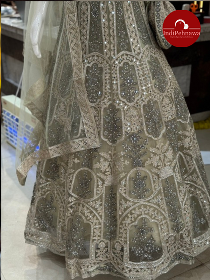 Stone Work Party Gown with Matching Purse