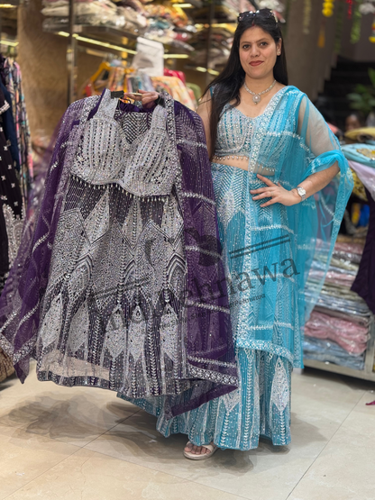 Bridal Glam: Silver Tilla & Zircon Lehenga with Exquisite Mirror Work in JALANDHAR PUNJAB