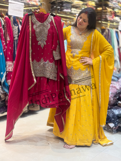 Premium Chinon Lehenga with Jarkan Stone Work and Zari Work