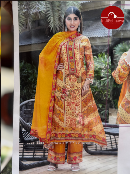 Designer 3-Piece Jawa Suit – A-Line Silhouette with Statement Work
