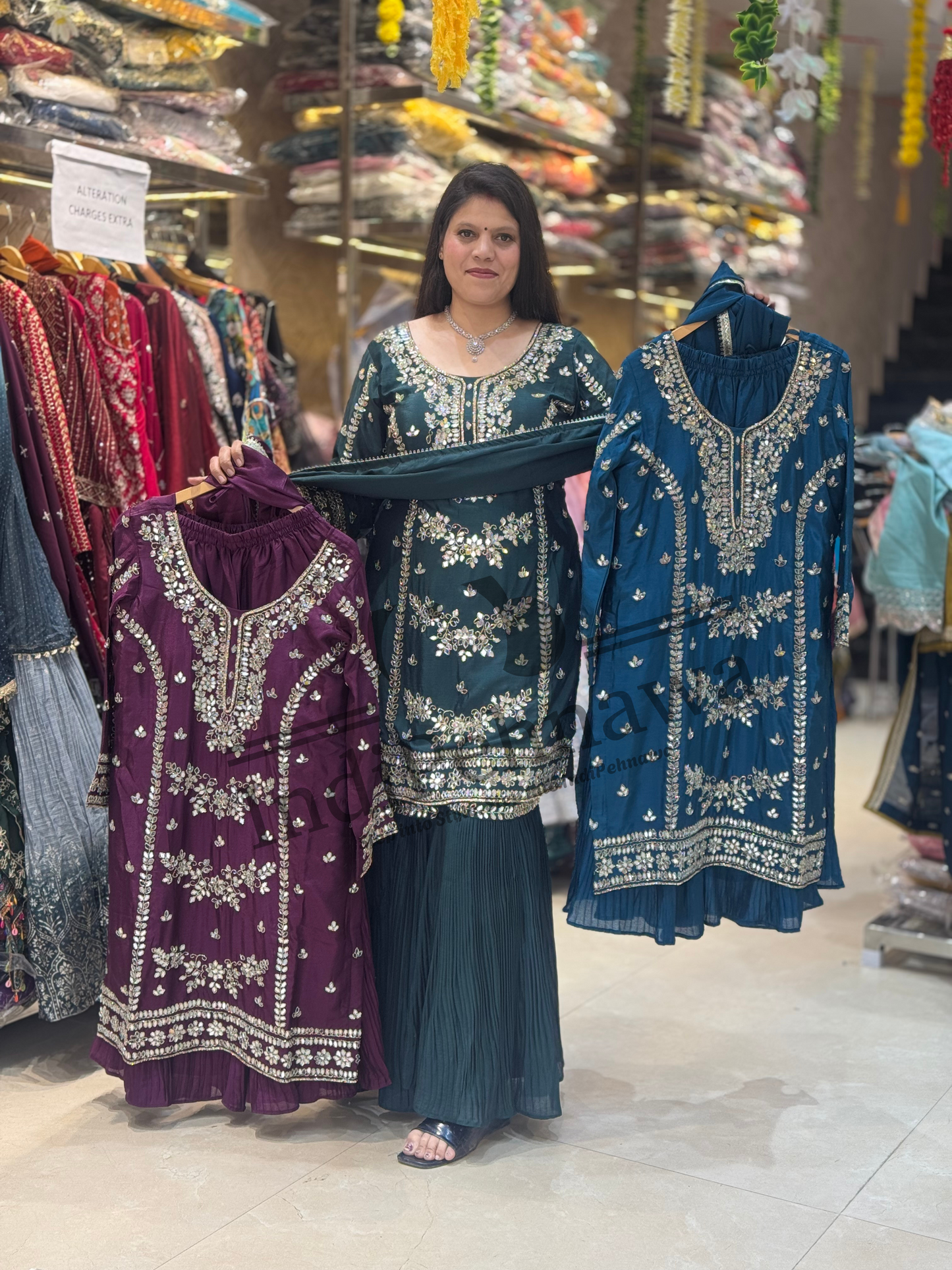 Designer Pakistani Sharara Suit with Intricate Hand Embroidery