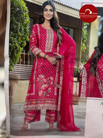 Royal Jawa Style A-Line Suit – Designer Work, Dupatta & Bottom