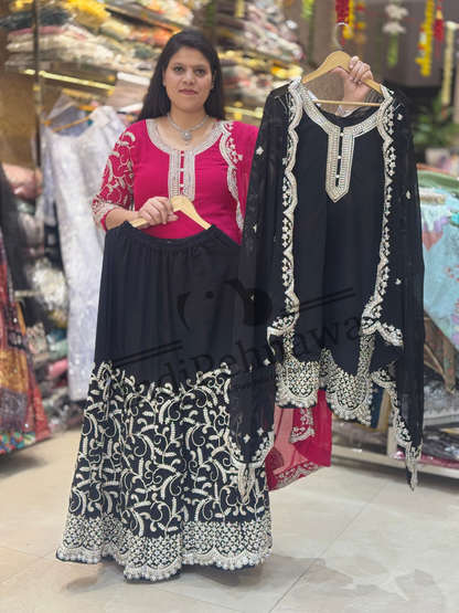 Sitaara Sharara: Starry Elegance with Original Zircon Stones