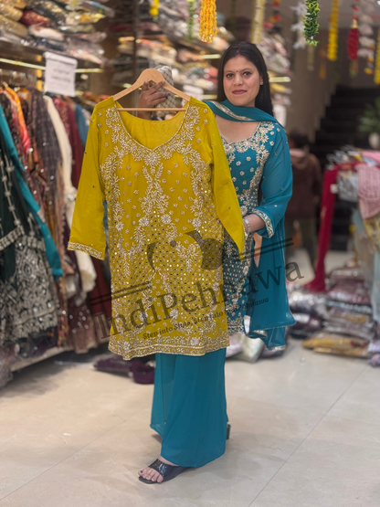 Elegant Heavy Cut Dana Work Party Wear Suit for Wedding Occasions | Indipehnawa