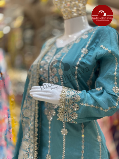 Premium Chinon Suit With Heavy Jafa