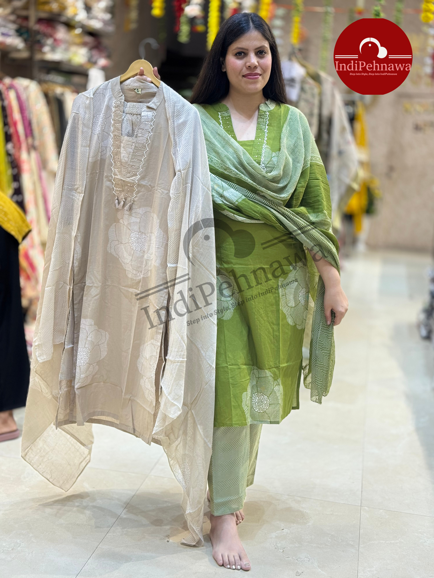 Everyday Wear Cotton V-Neck Suit