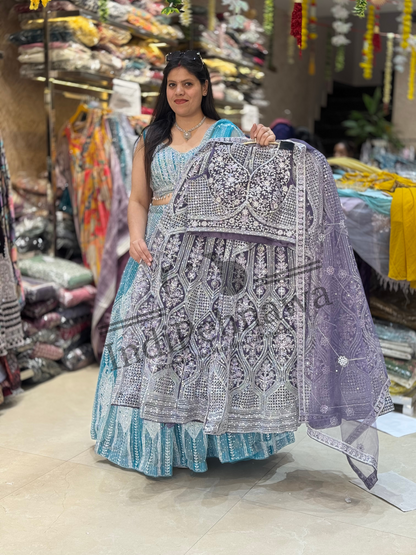 Bridal Glam: Silver Tilla & Zircon Lehenga with Exquisite Mirror Work in JALANDHAR PUNJAB