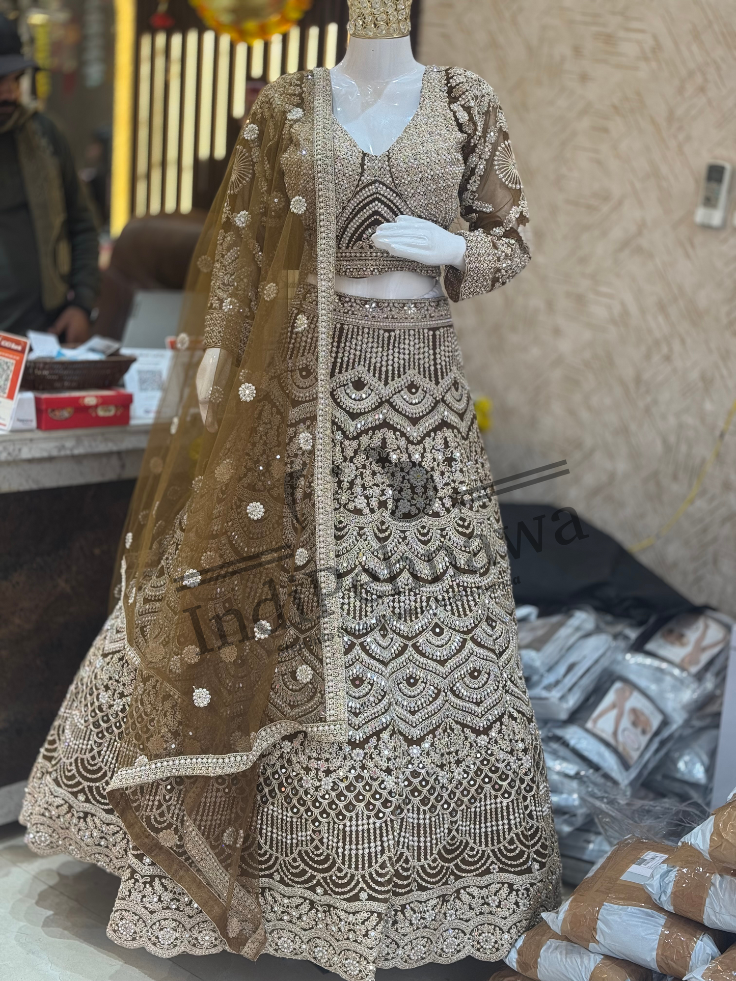 Exquisite Luxury Lehenga with Intricate Pearl Work