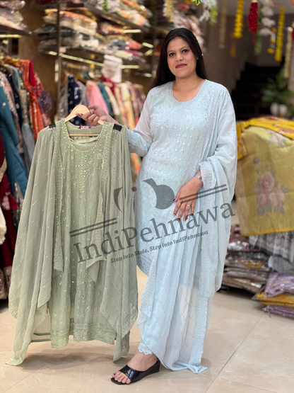 Exquisite Full Thread Work Chiffon Georgette Suits – Indipehnawa