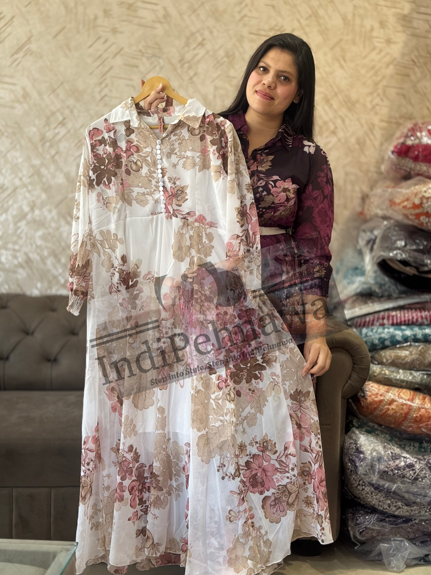 Floral Fantasy Georgette Dress – Lightweight & Breathable