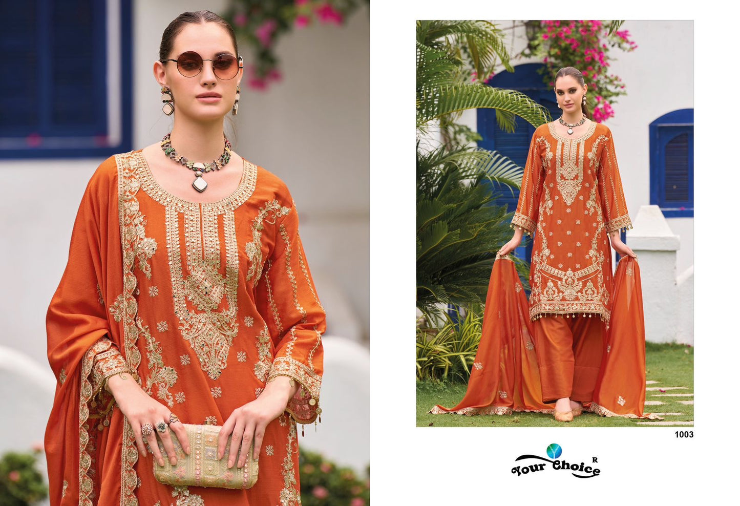 FARSHI SALWAR CHINON FABRIC WITH FULL MIRROR AND ZARI WORK 3 PC SUIT