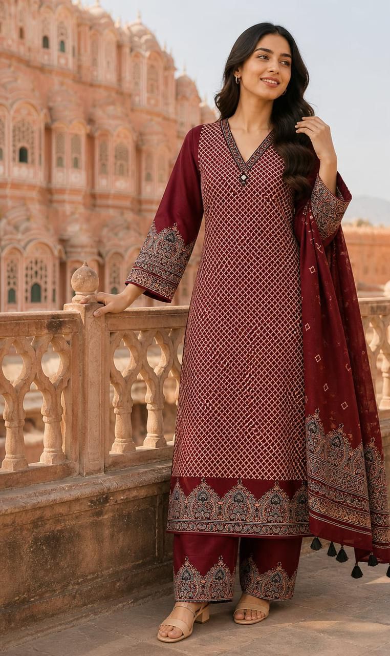 PURE COTTON BEAUTIFUL NECK DESIGN SUITS