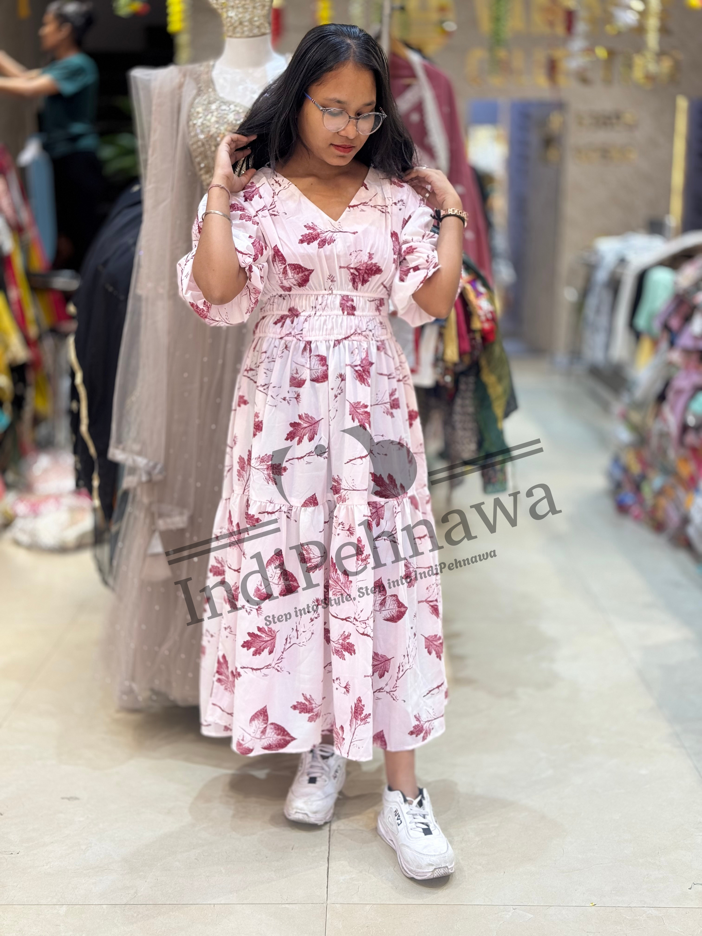 Leave Printed Stylish Frock (Article No -1)