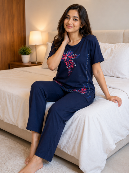 BLUE COTTON NIGHT SUIT