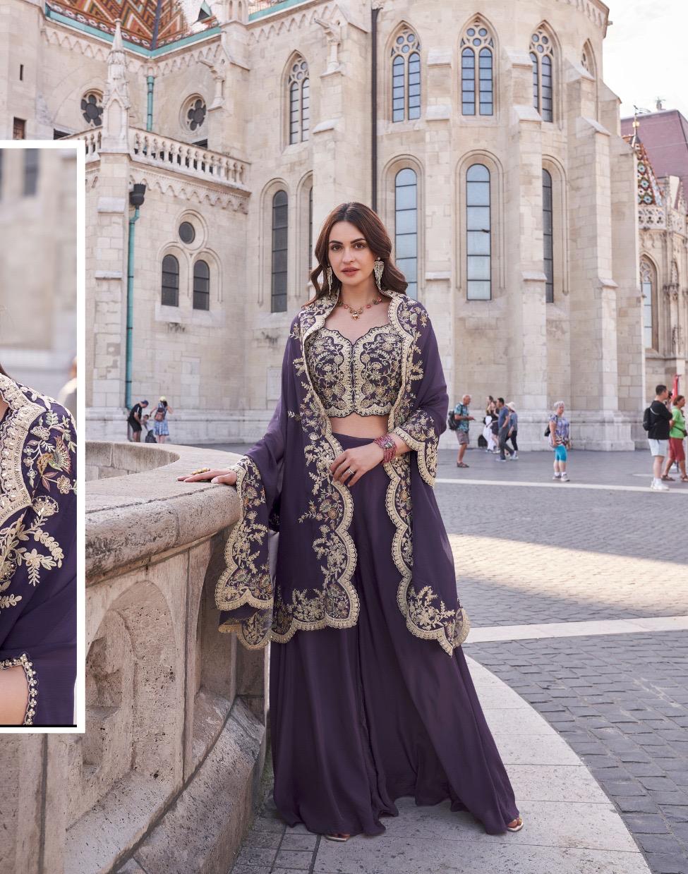 DESIGNER PREMIUM SILK FRONT/BACK EMBROIDERED 3 PIECE SUIT