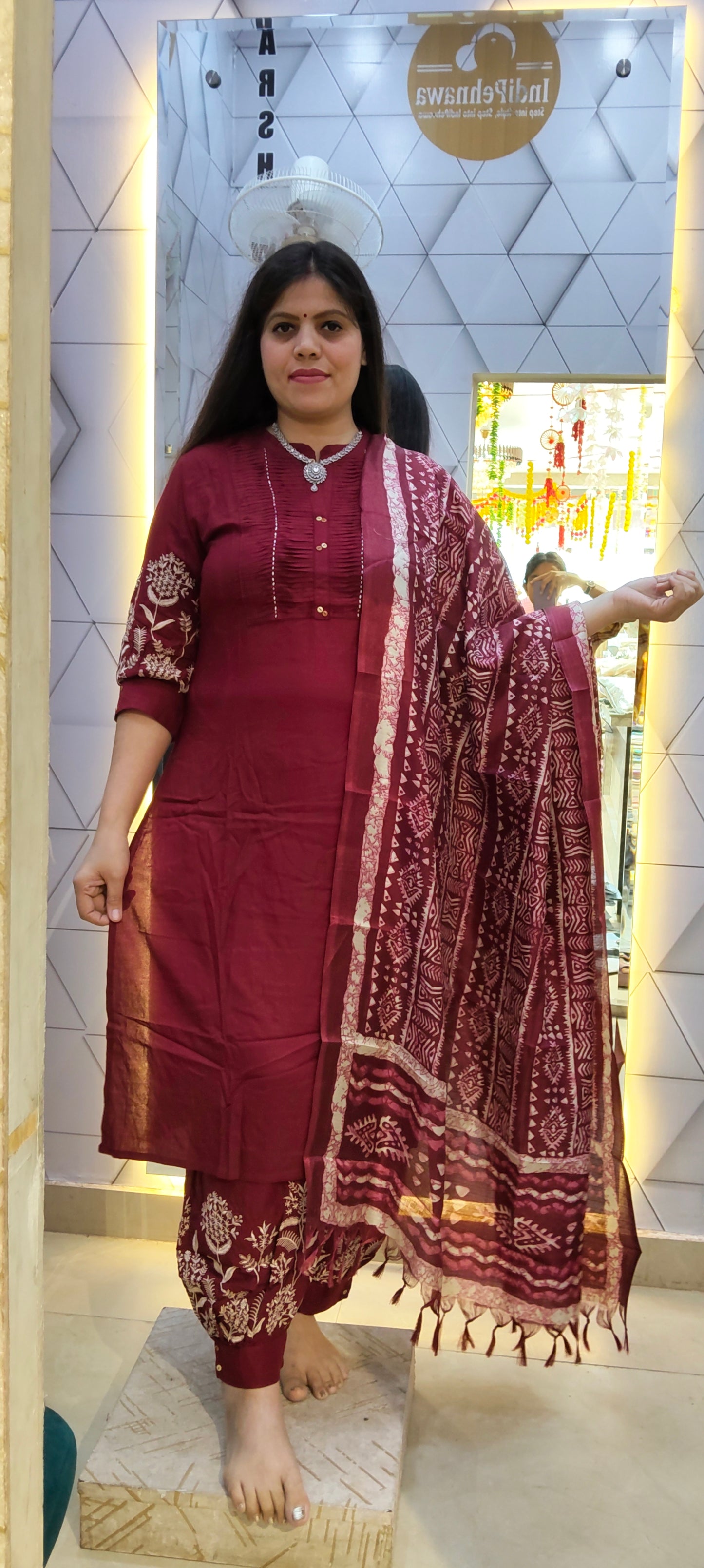 BLACK BEAUTY SUIT WITH PATHANI SALWAR AND DESIGNER FULL LENTH DUPATTA