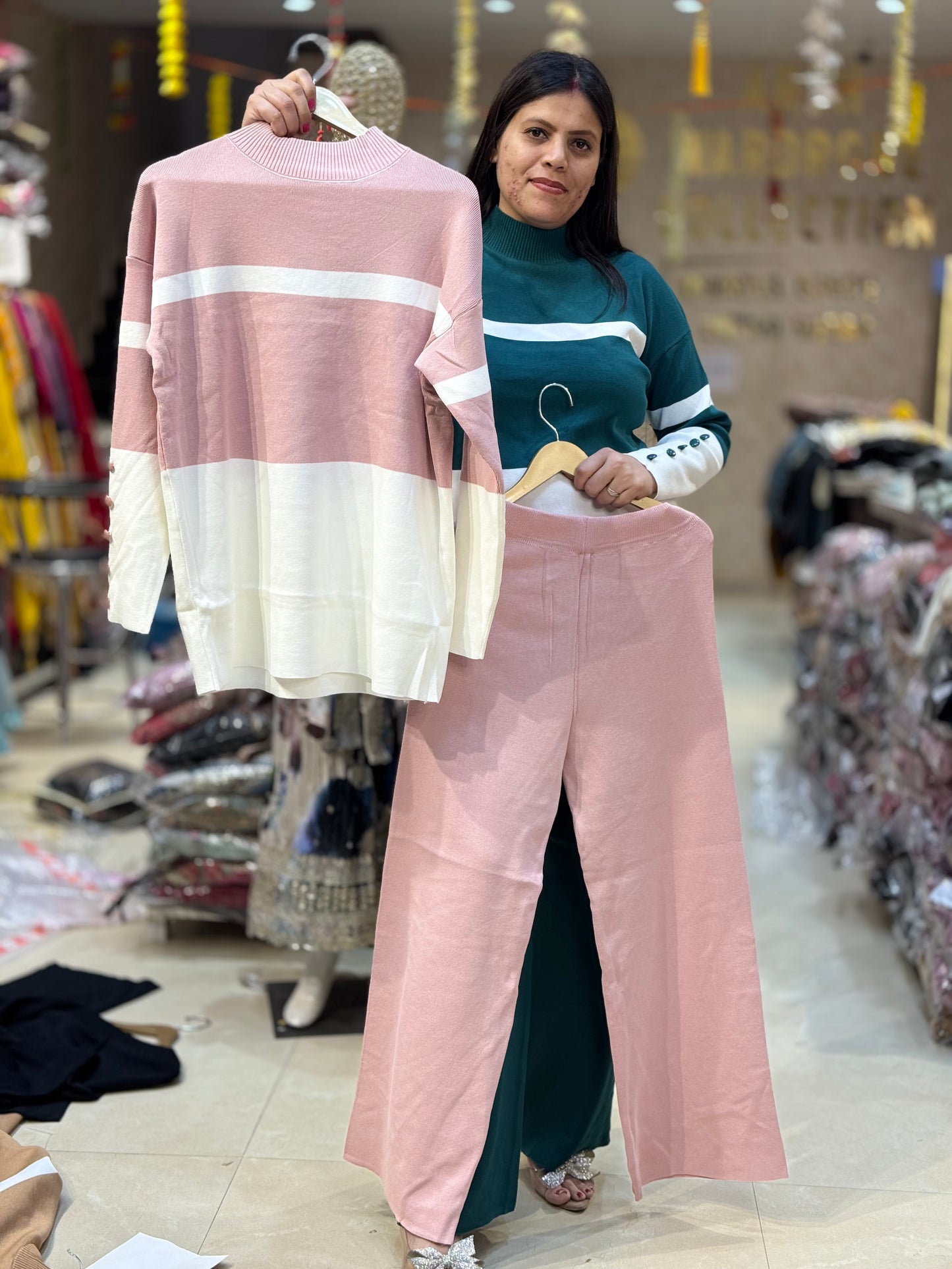 HIGH NECK WOLLEN KOREAN CORDSET