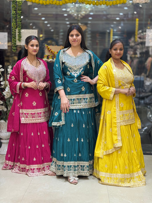 WEDDING WEAR ORIGNAL MIRROR WORK BEAUTIFUL LEHNGA