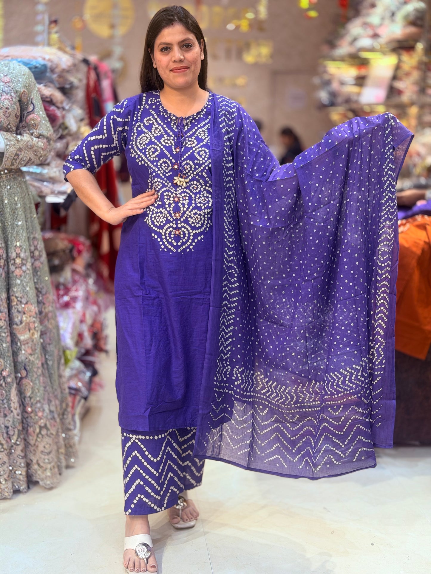 PURE COTTON NECK DESIGN WITH PEARL WORK SUIT