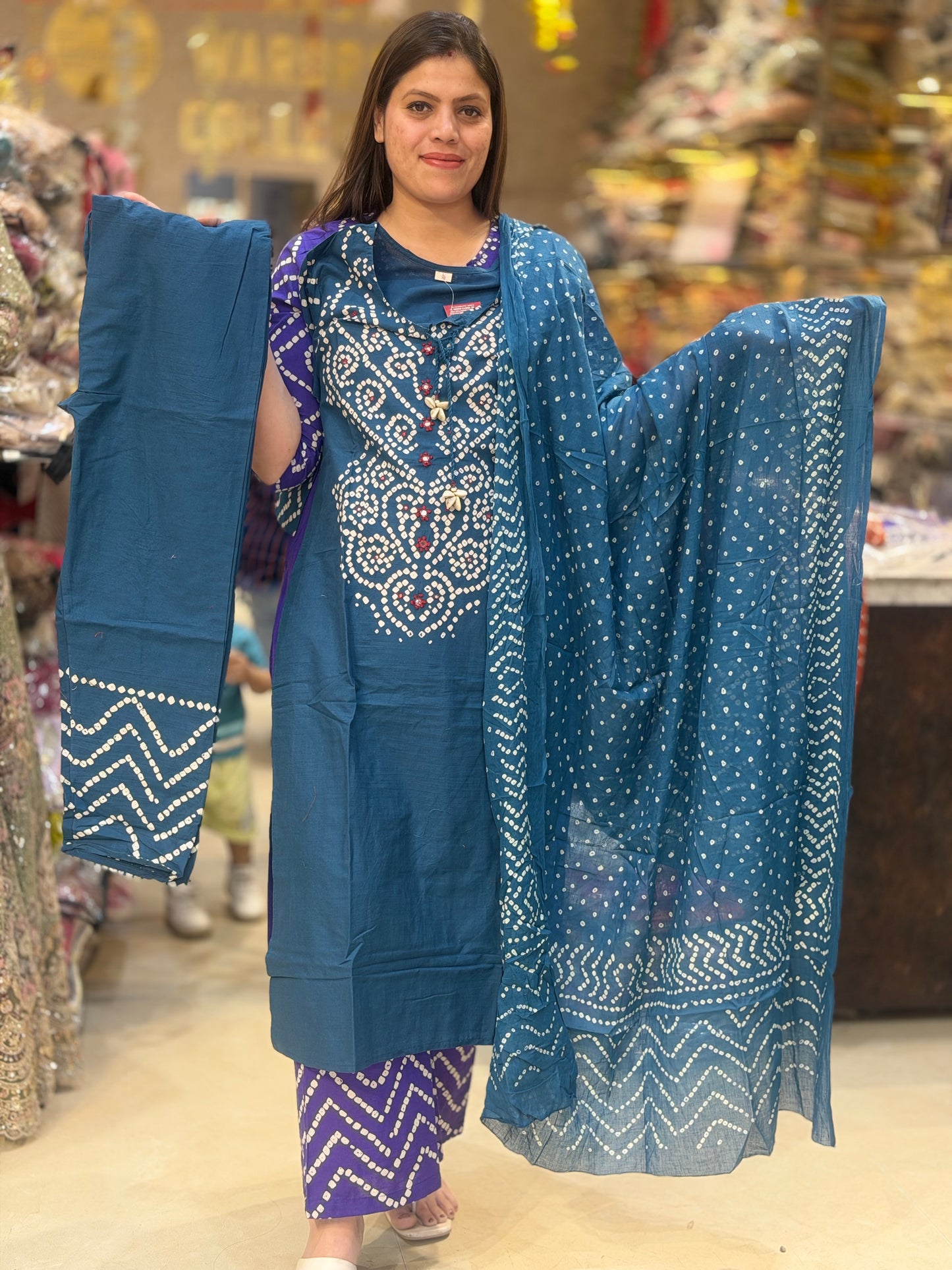 PURE COTTON NECK DESIGN WITH PEARL WORK SUIT