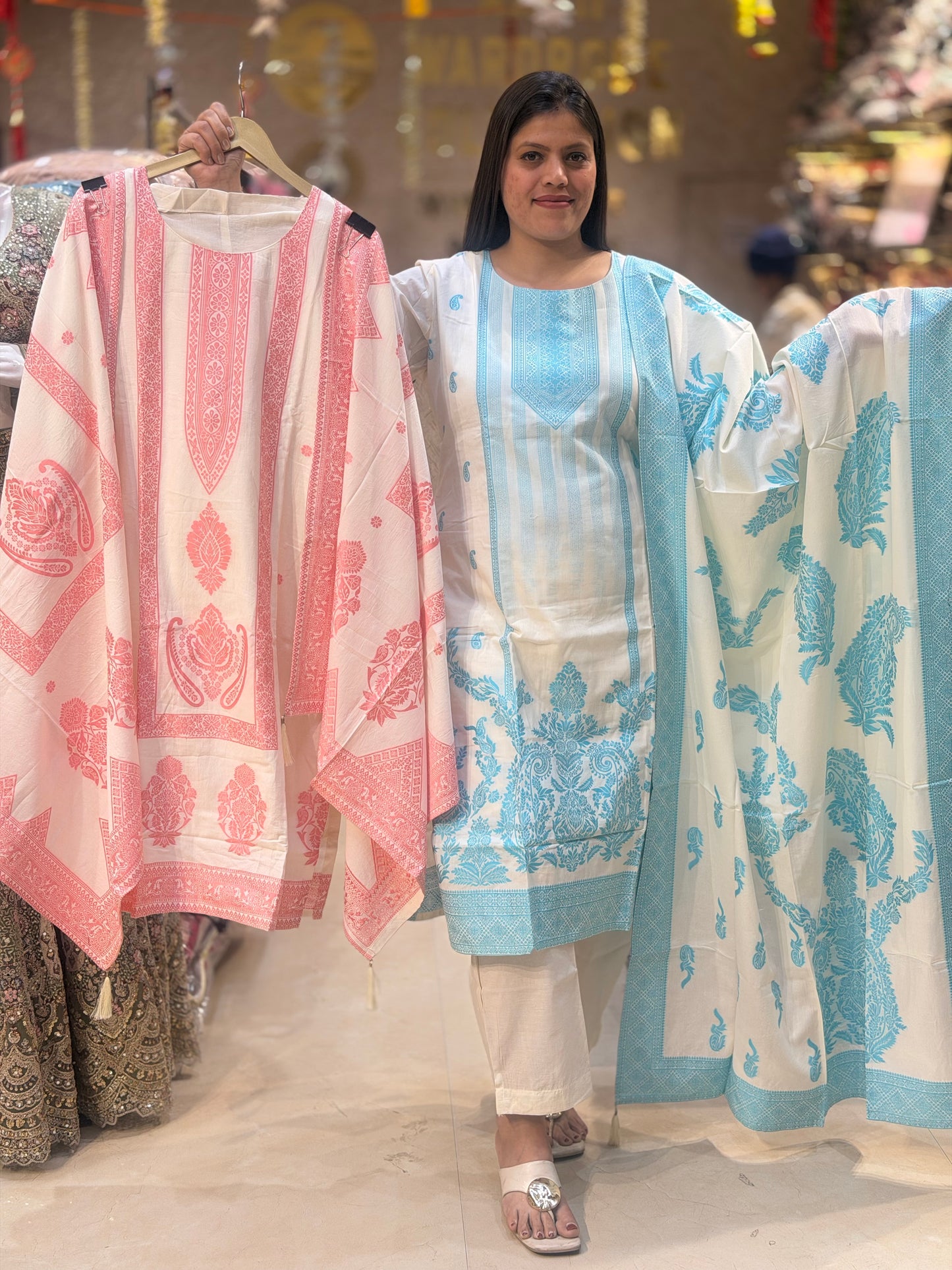 PURE COTTON PLUS SIZE THREAD WORK DESIGN SUIT