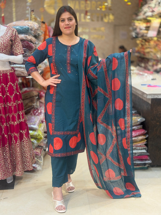 PURE COTTON DUEL SHADE DESIGN SUIT