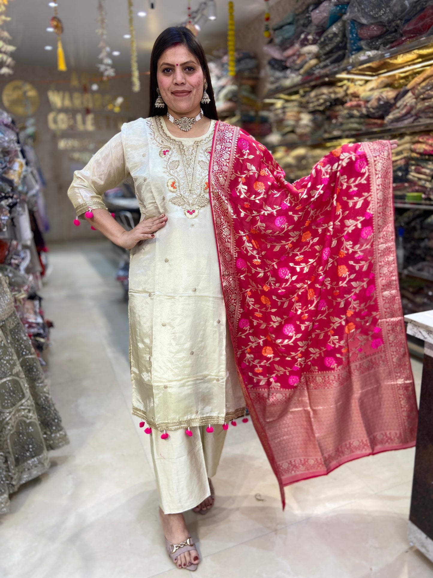 PREMIUM RUSHIAN SILK SUIT WITH BANARSI DUPPTA
