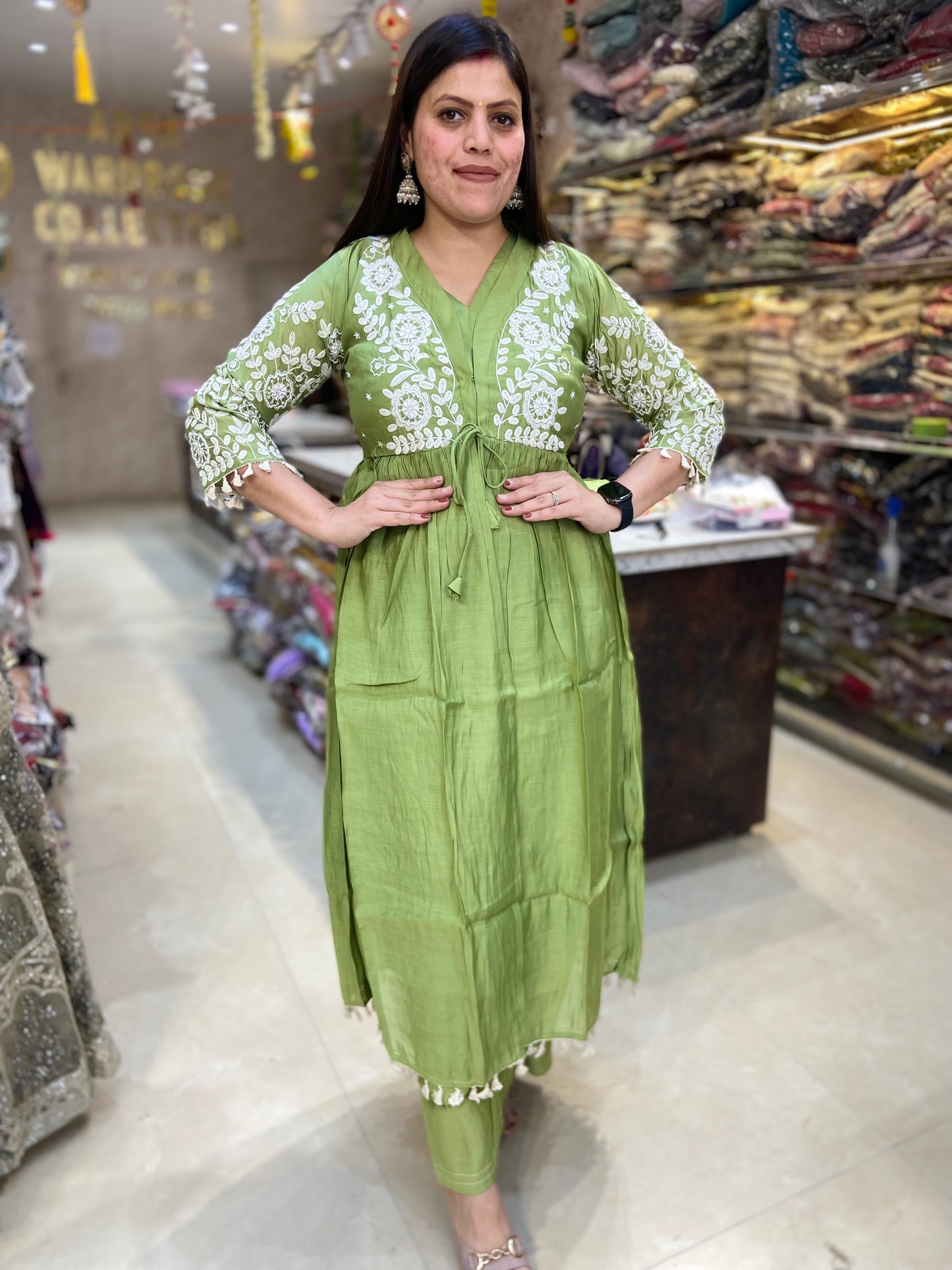 PREMIUM COTTON EMBROIDED WITH BEAUTIFUL SHRUG 3PC CORDSET