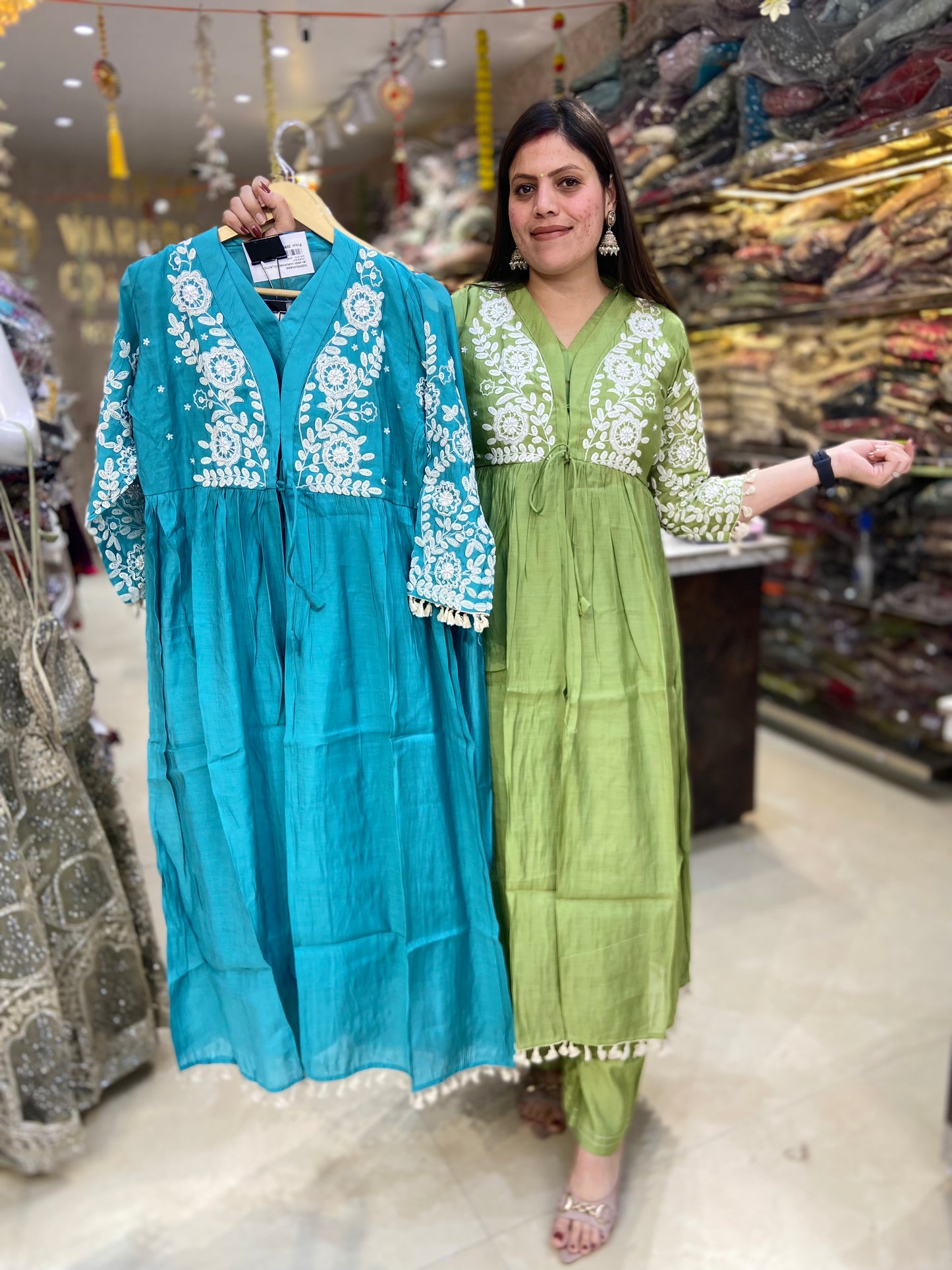 PREMIUM COTTON EMBROIDED WITH BEAUTIFUL SHRUG 3PC CORDSET