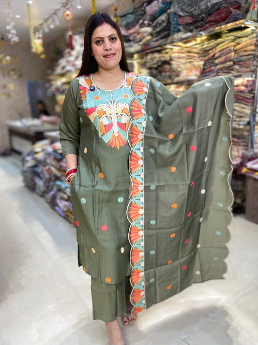 PURE COTTON MULTIPAL THREAD WORK SUIT