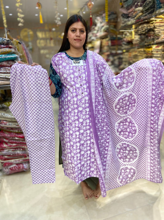 PURE COTTON PRINTED DESIGN SUIT