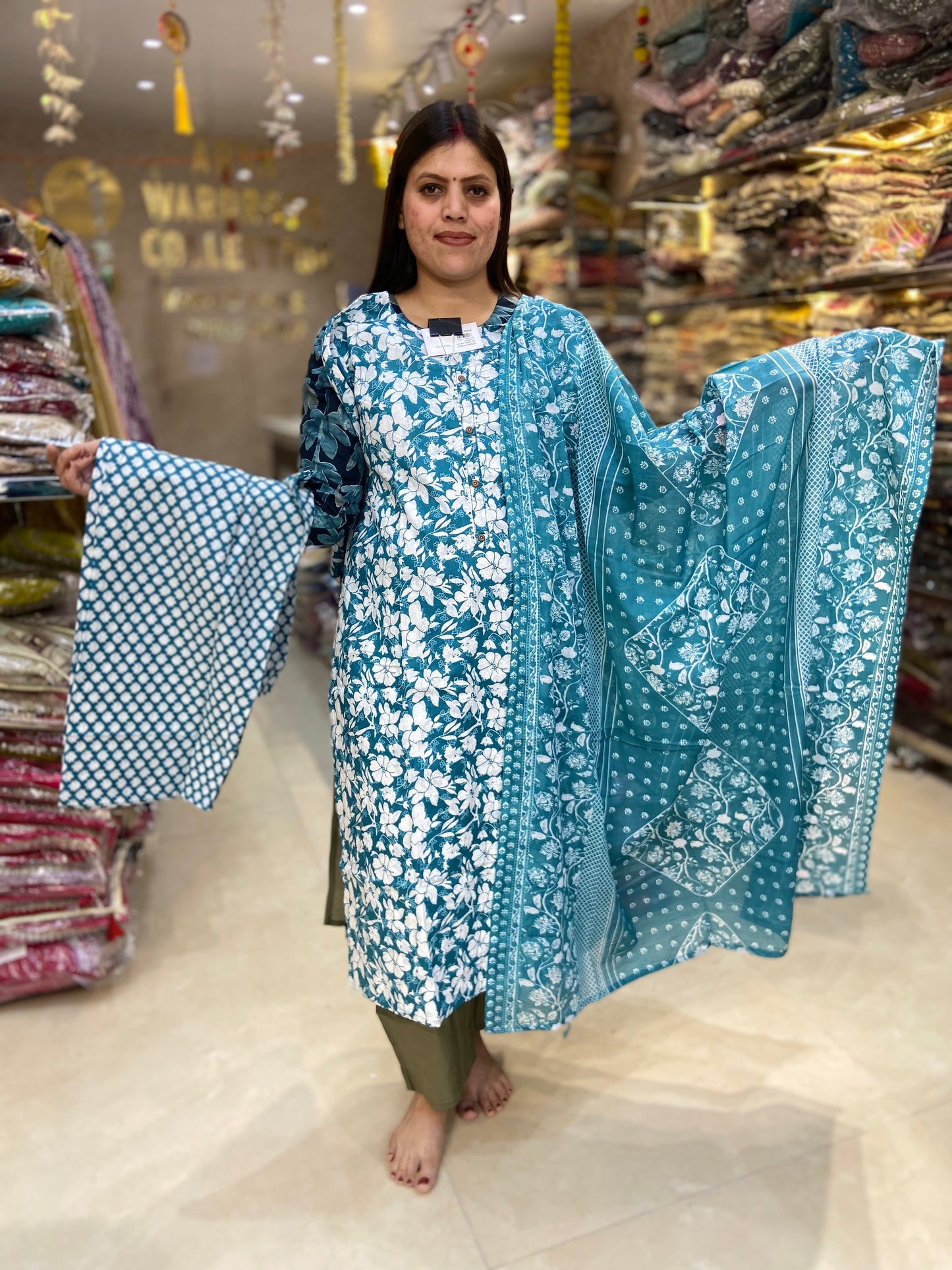 PURE COTTON PRINTED DESIGN SUIT