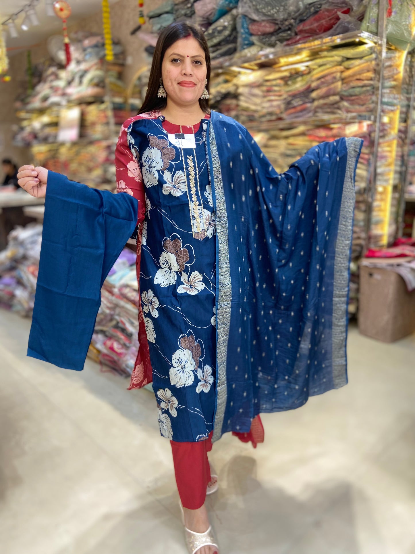 PREMIUM COTTON PEARL WORK DESIGN NECK SUIT