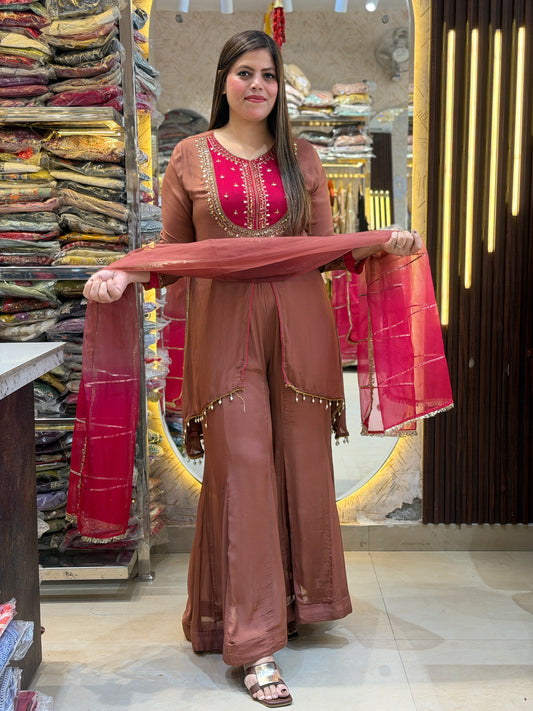 Dual Shade With Organza Dupatta Party Wear Suit