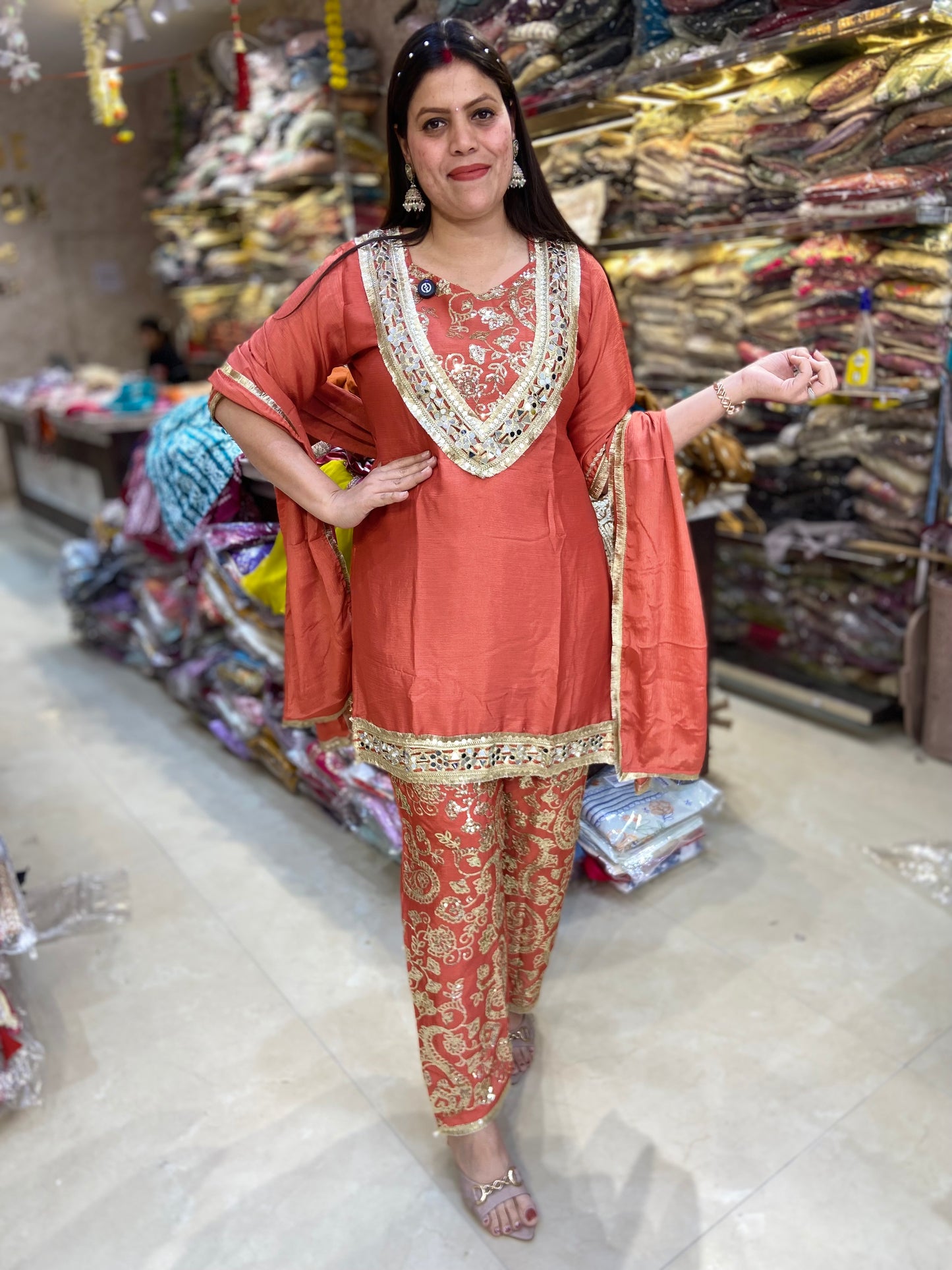 PARTY WEAR CHINON BUSTIER DESIGN BEAUTIFUL SUIT