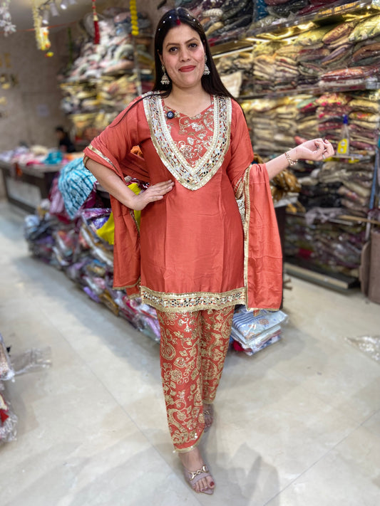 PARTY WEAR CHINON BUSTIER DESIGN BEAUTIFUL SUIT