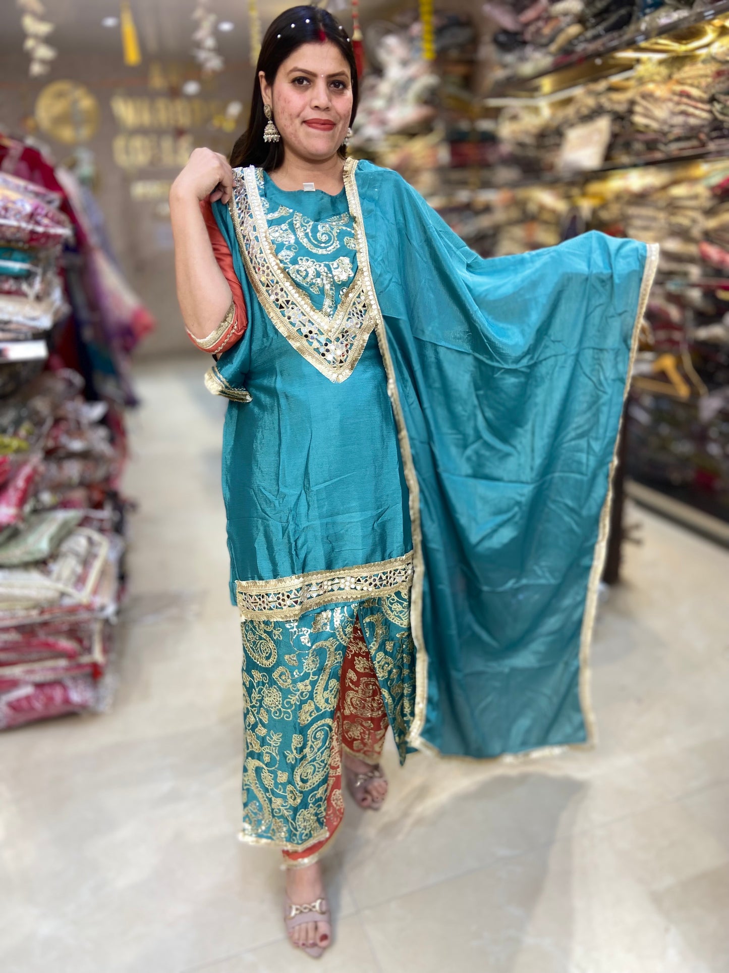 PARTY WEAR CHINON BUSTIER DESIGN BEAUTIFUL SUIT