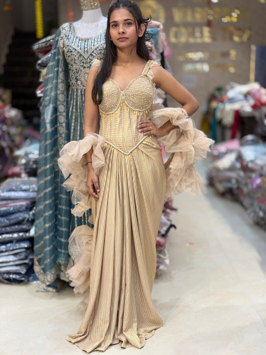 STYLISH DESIGNER CROPE TOP WITH SKIRT DRESS