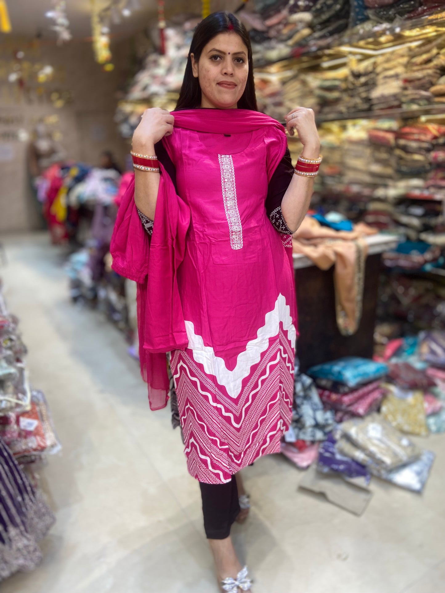 REYON COTTON WHITE LASE WORK SUIT