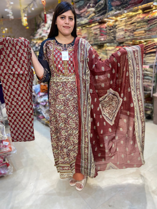 AJRAK PRINT BEAUTIFUL ANARKALI